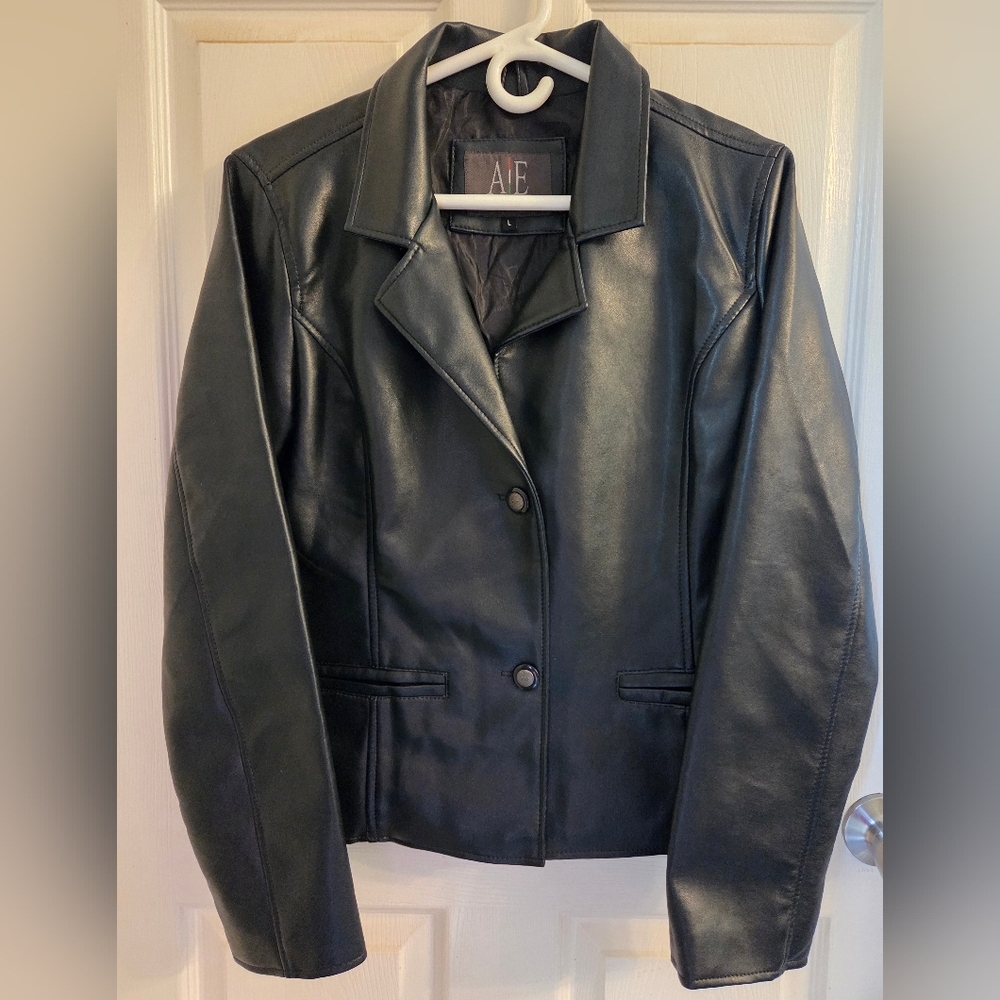 Armani Emporio Collezioni Made In Italy Super Deep Navy/Black Leather Jacket